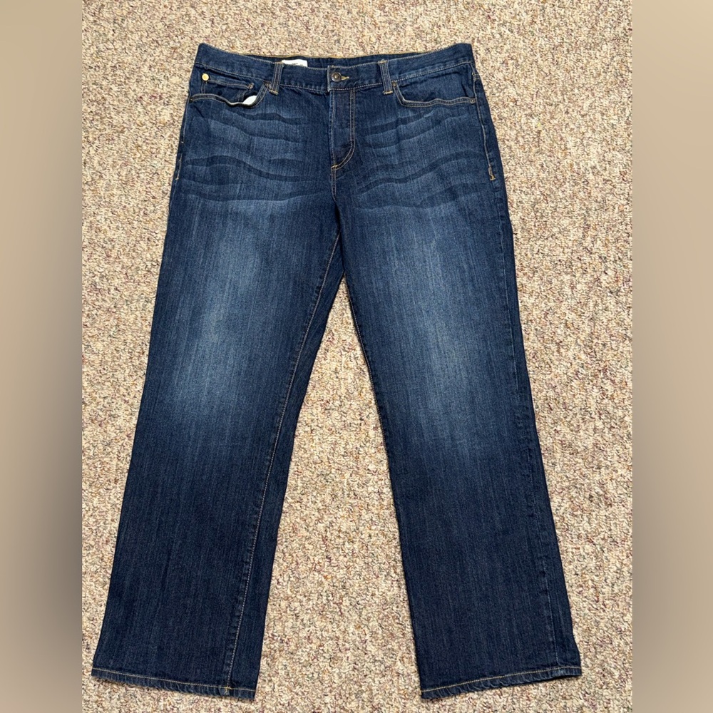 Men's authentic rugged Co size 40 Dark Denim Jeans relaxed‎ straight button fly